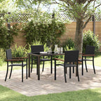 Garden Dining Set 5 pcs Black Powder-Coated Steel