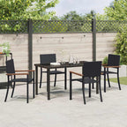 Garden Dining Set 5 pcs Black Powder-Coated Steel
