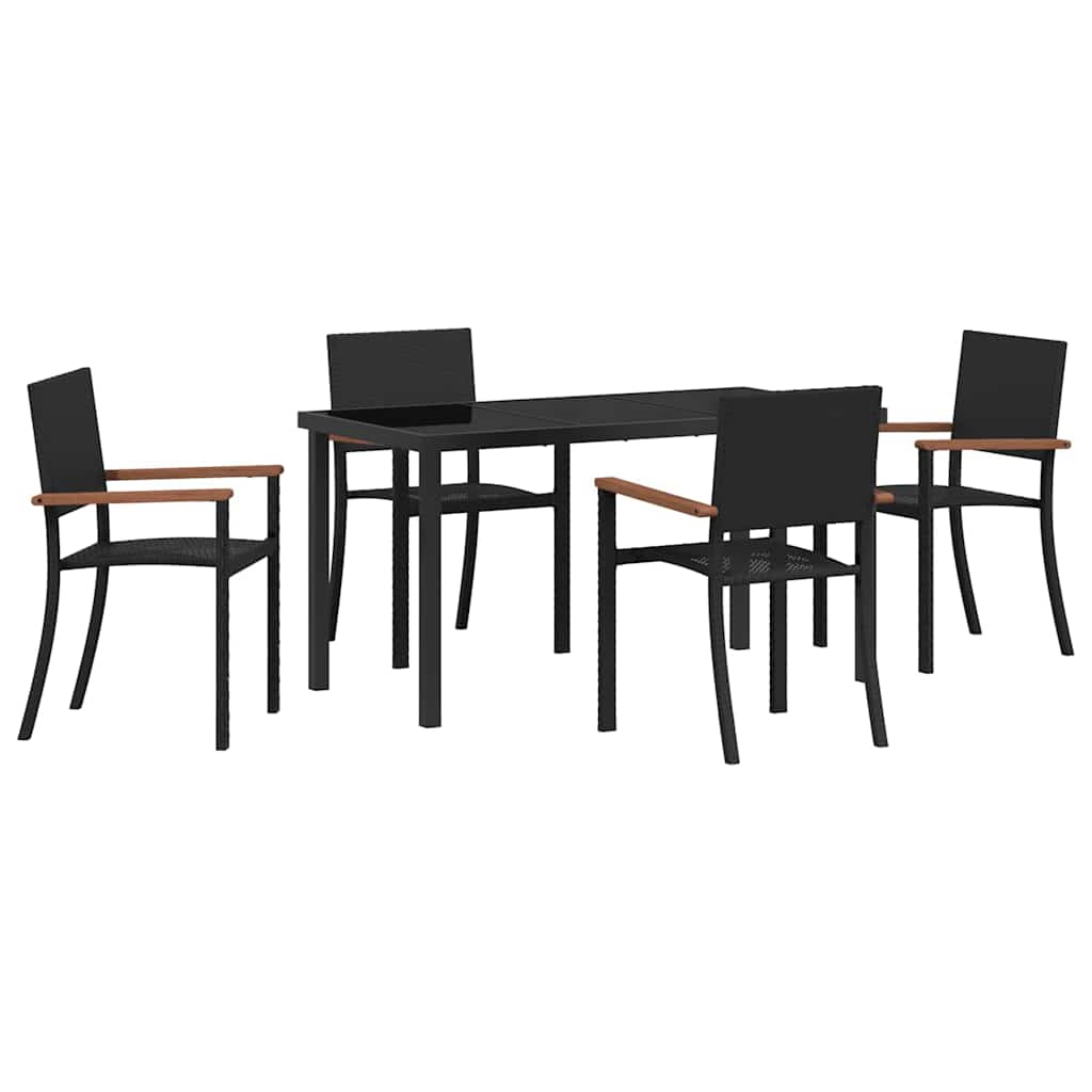 Garden Dining Set 5 pcs Black Powder-Coated Steel