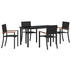 Garden Dining Set 5 pcs Black Powder-Coated Steel