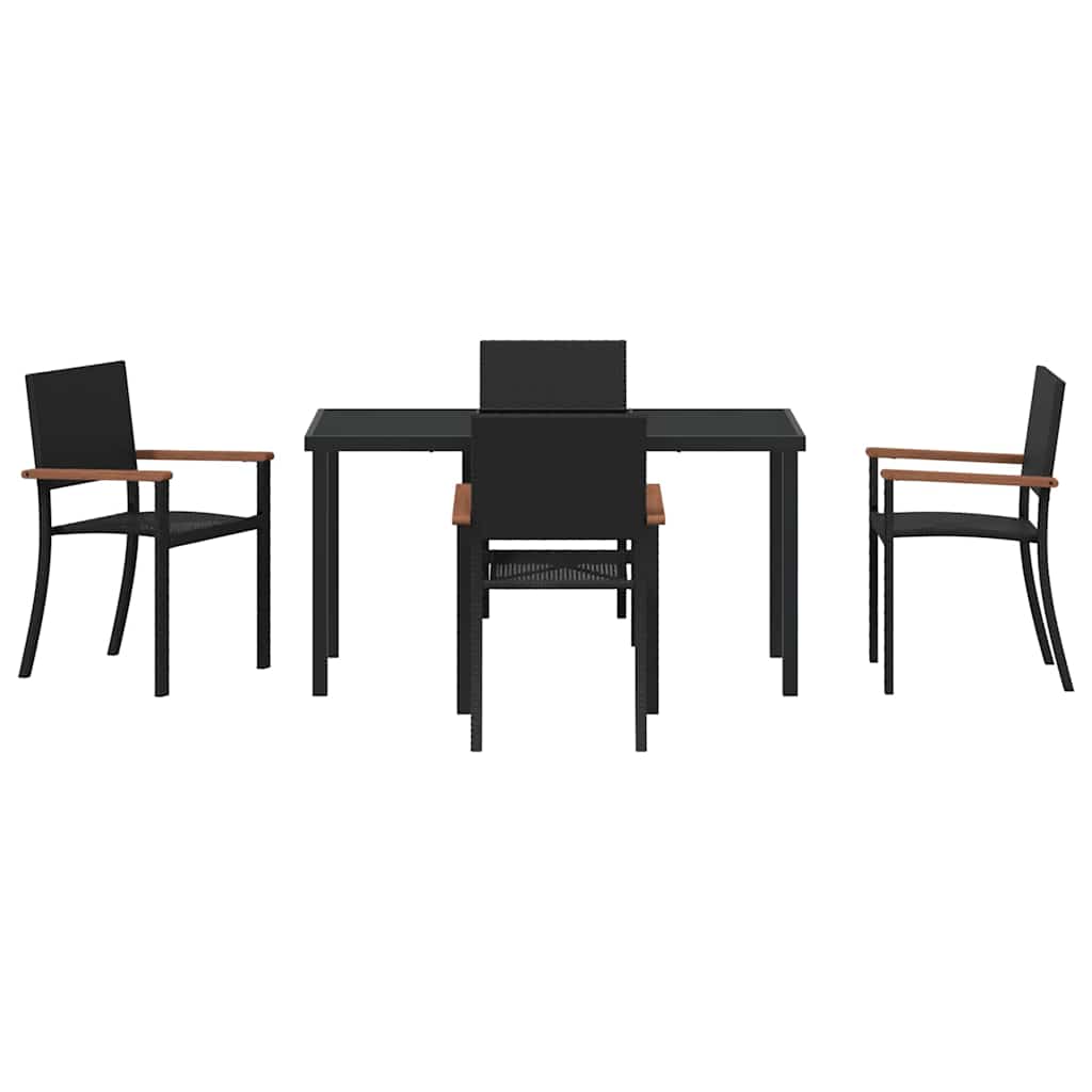 Garden Dining Set 5 pcs Black Powder-Coated Steel