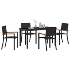 Garden Dining Set 5 pcs Black Powder-Coated Steel