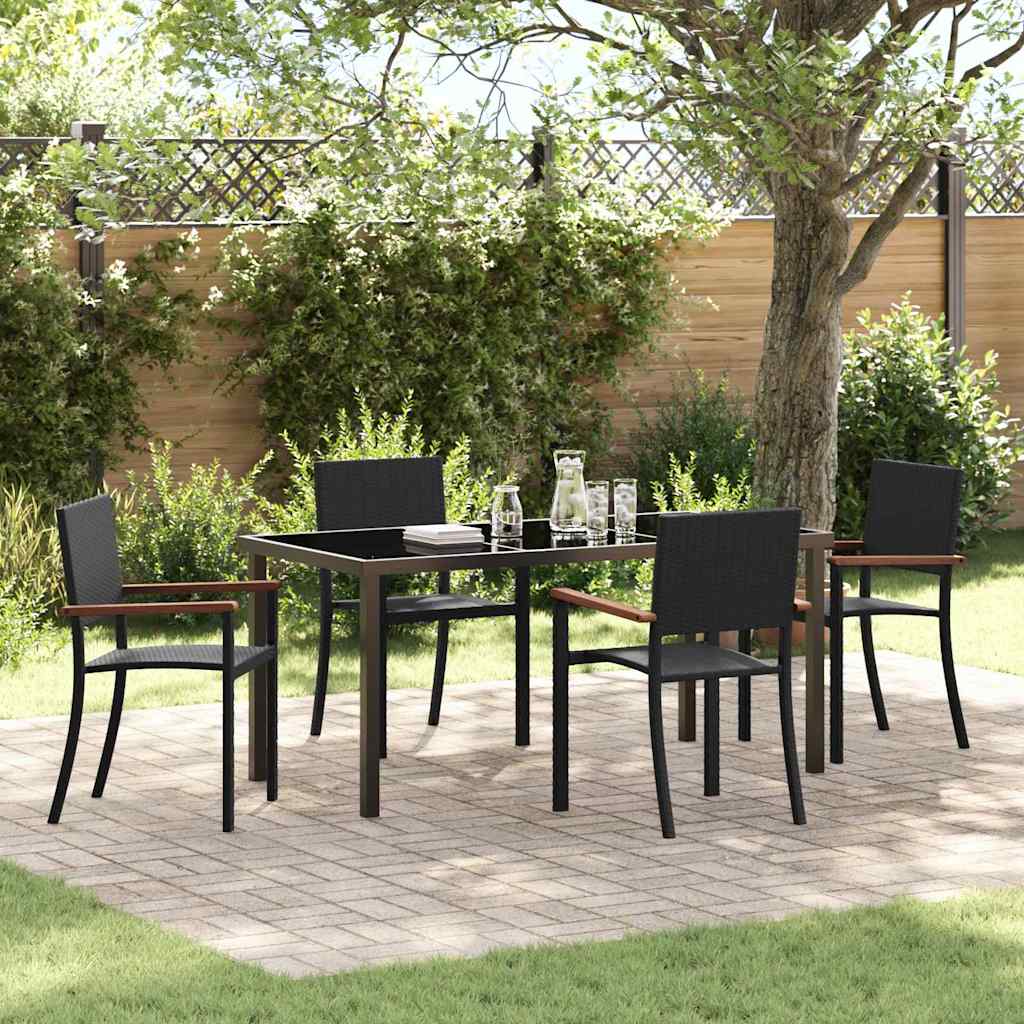 Garden Dining Set 5 pcs Black Powder-Coated Steel