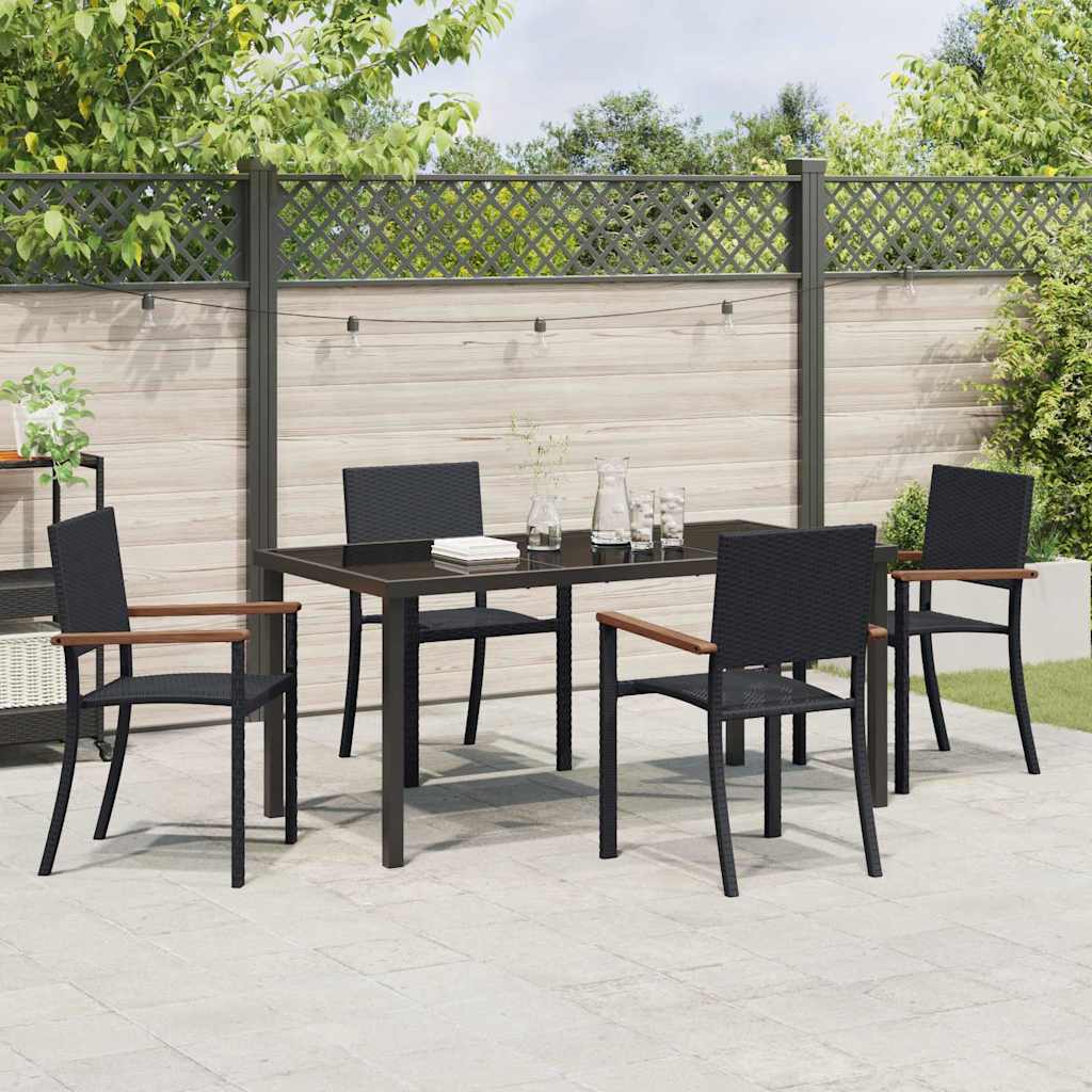 Garden Dining Set 5 pcs Black Powder-Coated Steel