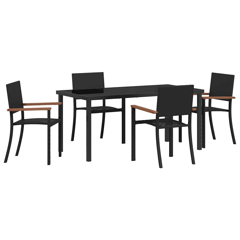 Garden Dining Set 5 pcs Black Powder-Coated Steel
