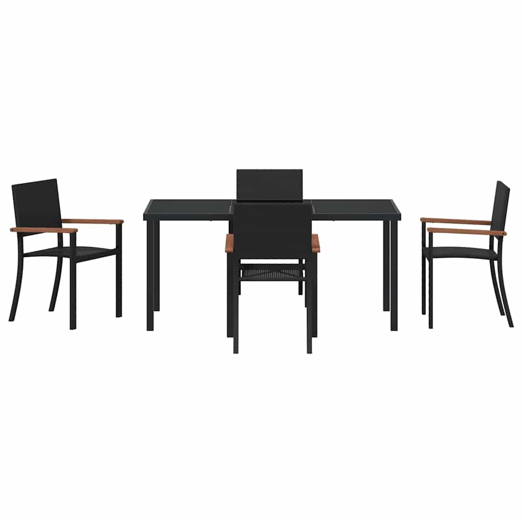Garden Dining Set 5 pcs Black Powder-Coated Steel