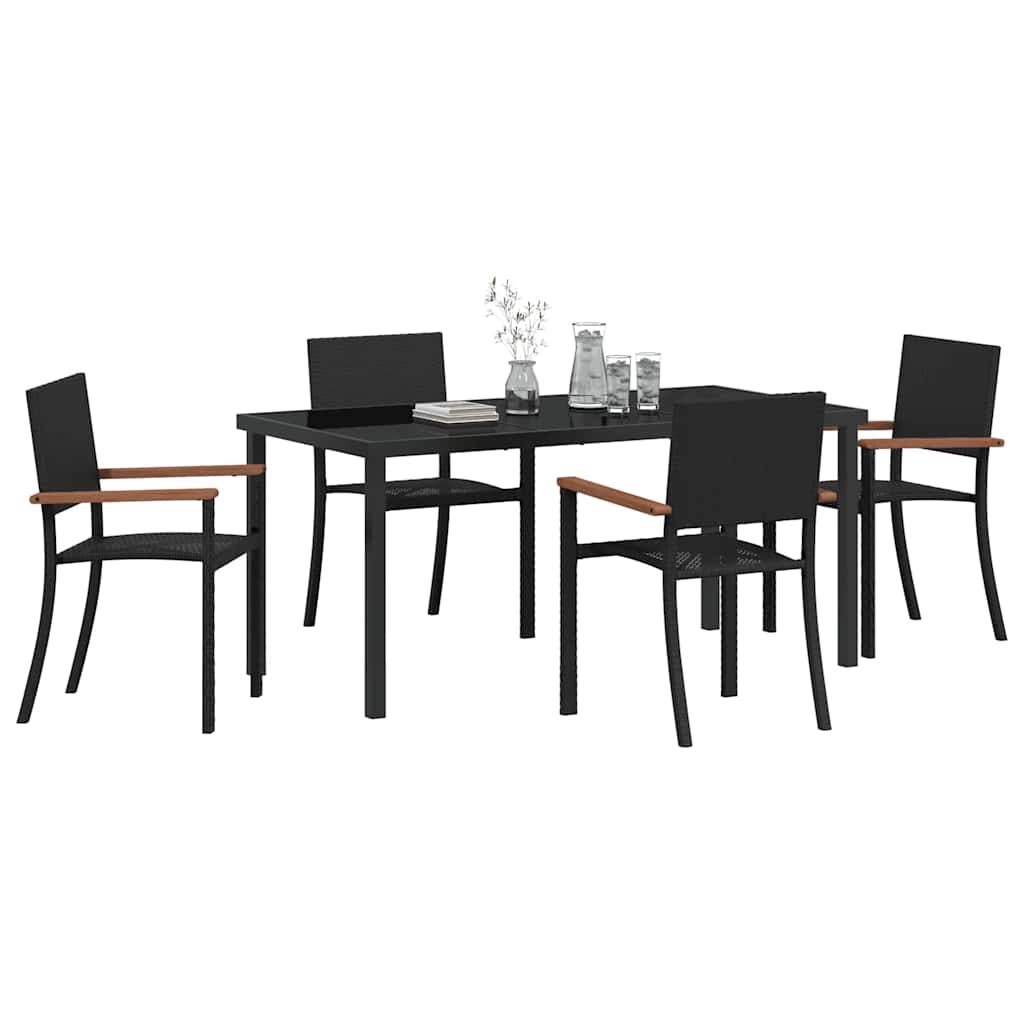 Garden Dining Set 5 pcs Black Powder-Coated Steel