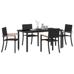 Garden Dining Set 5 pcs Black Powder-Coated Steel