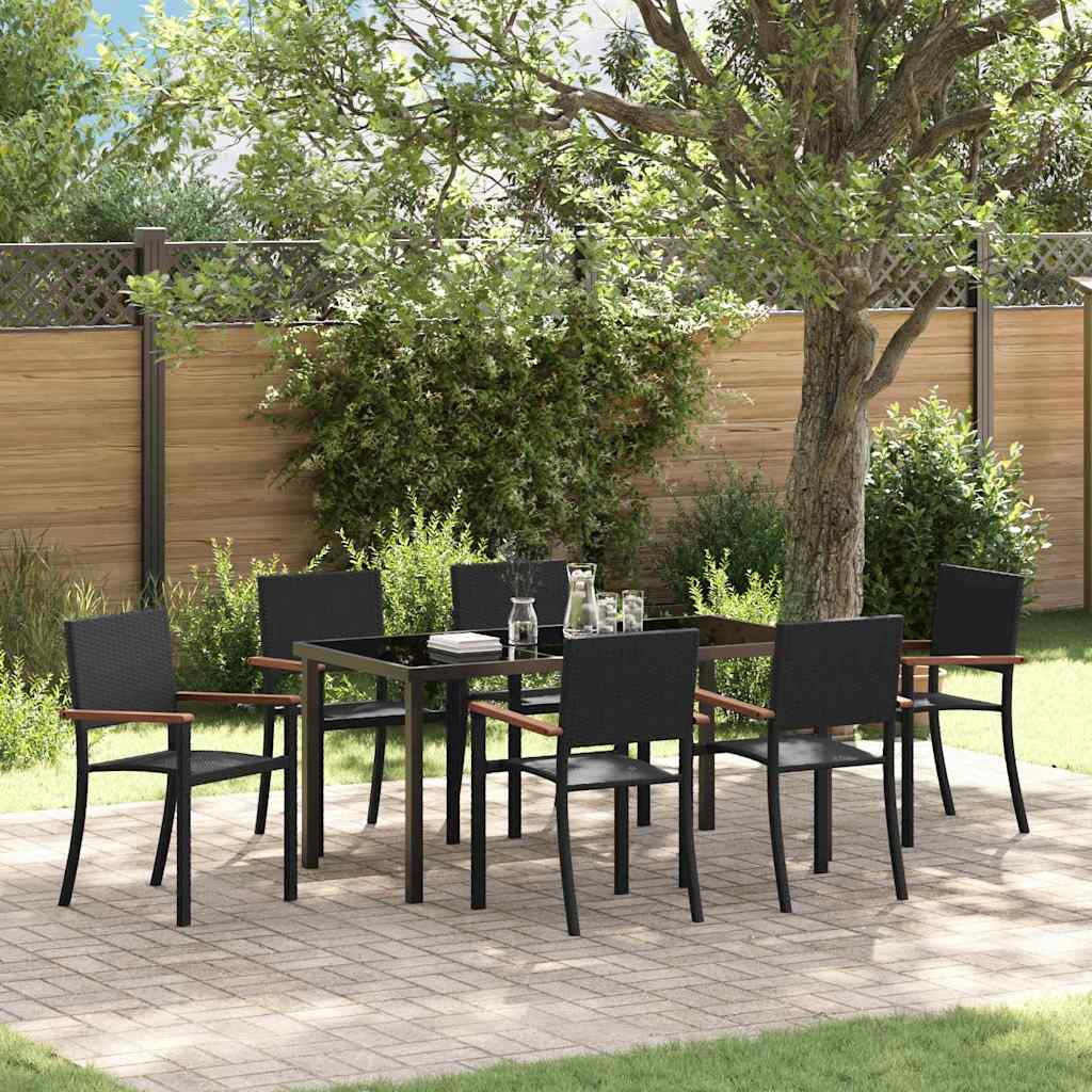 Garden Dining Set 7 pcs Black Powder-Coated Steel