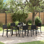 Garden Dining Set 7 pcs Black Powder-Coated Steel
