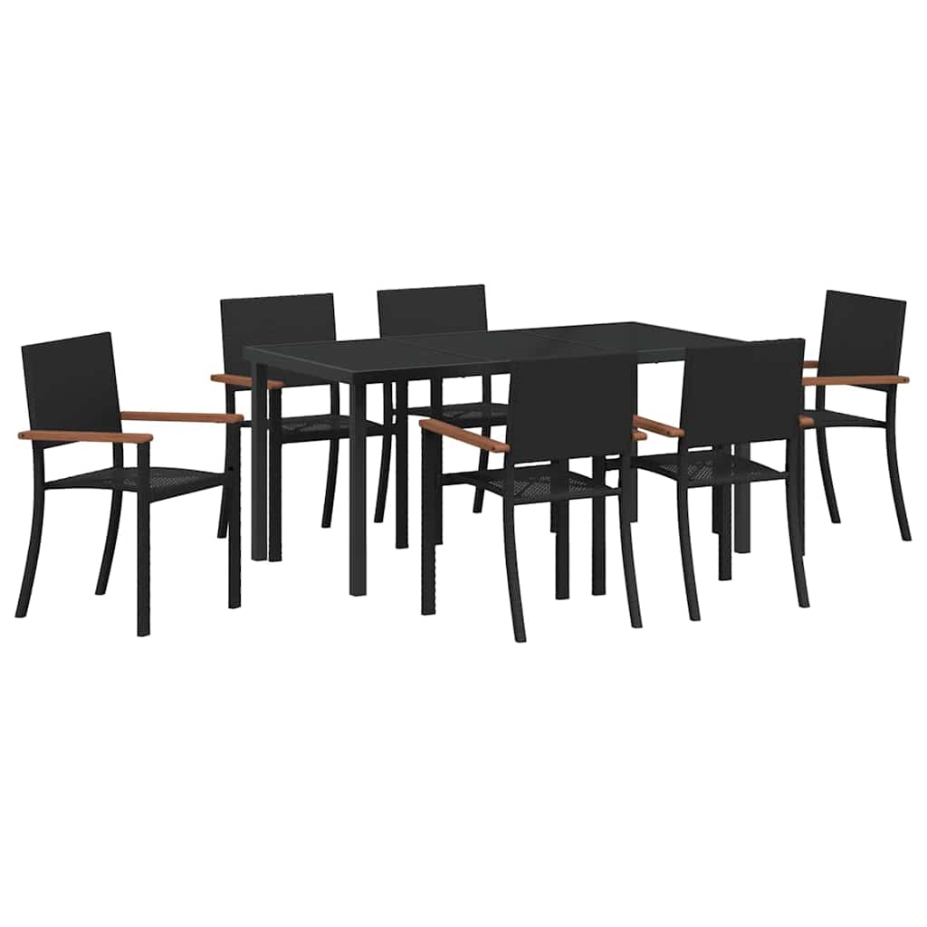 Garden Dining Set 7 pcs Black Powder-Coated Steel
