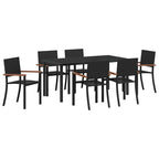 Garden Dining Set 7 pcs Black Powder-Coated Steel