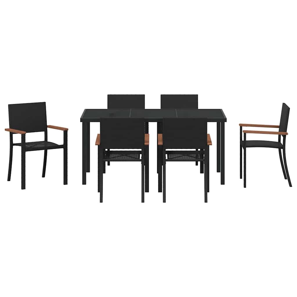 Garden Dining Set 7 pcs Black Powder-Coated Steel