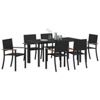 Garden Dining Set 7 pcs Black Powder-Coated Steel