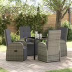 Garden Dining Set with Cushion 5 pcs Grey Poly Rattan