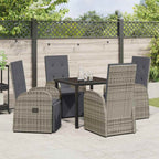 Garden Dining Set with Cushion 5 pcs Grey Poly Rattan