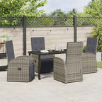 Garden Dining Set with Cushion 5 pcs Grey Poly Rattan