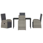 Garden Dining Set with Cushion 5 pcs Grey Poly Rattan
