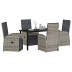 Garden Dining Set with Cushion 5 pcs Grey Poly Rattan