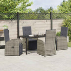 Garden Dining Set with Cushion 5 pcs Grey Poly Rattan