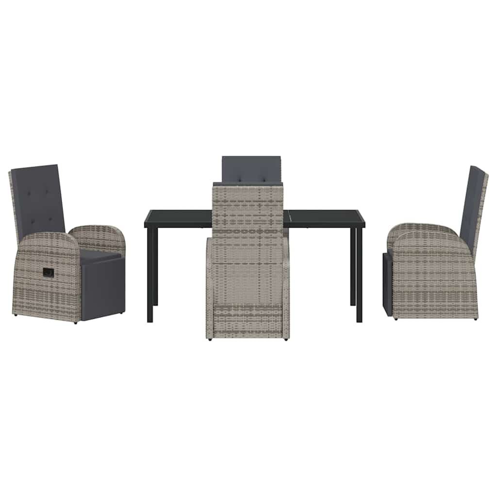 Garden Dining Set with Cushion 5 pcs Grey Poly Rattan