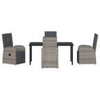 Garden Dining Set with Cushion 5 pcs Grey Poly Rattan