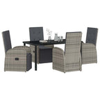 Garden Dining Set with Cushion 5 pcs Grey Poly Rattan