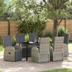 Garden Dining Set with Cushion 7 pcs Grey Poly Rattan