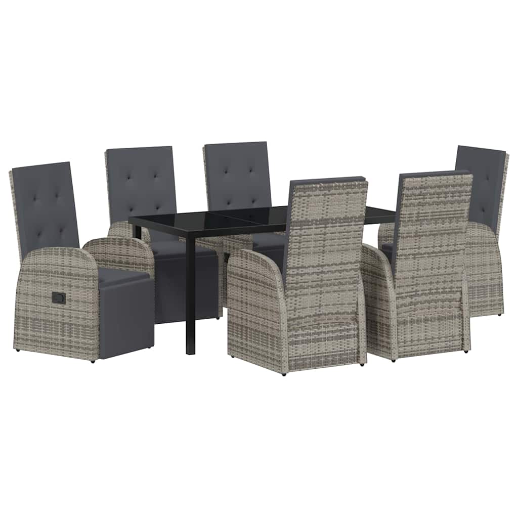 Garden Dining Set with Cushion 7 pcs Grey Poly Rattan