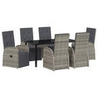 Garden Dining Set with Cushion 7 pcs Grey Poly Rattan