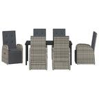 Garden Dining Set with Cushion 7 pcs Grey Poly Rattan