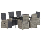 Garden Dining Set with Cushion 7 pcs Grey Poly Rattan
