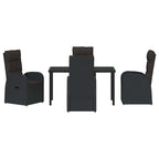 Garden Dining Set with Cushion 5 pcs Black Poly Rattan