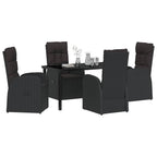 Garden Dining Set with Cushion 5 pcs Black Poly Rattan