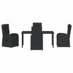 Garden Dining Set with Cushion 5 pcs Black Poly Rattan