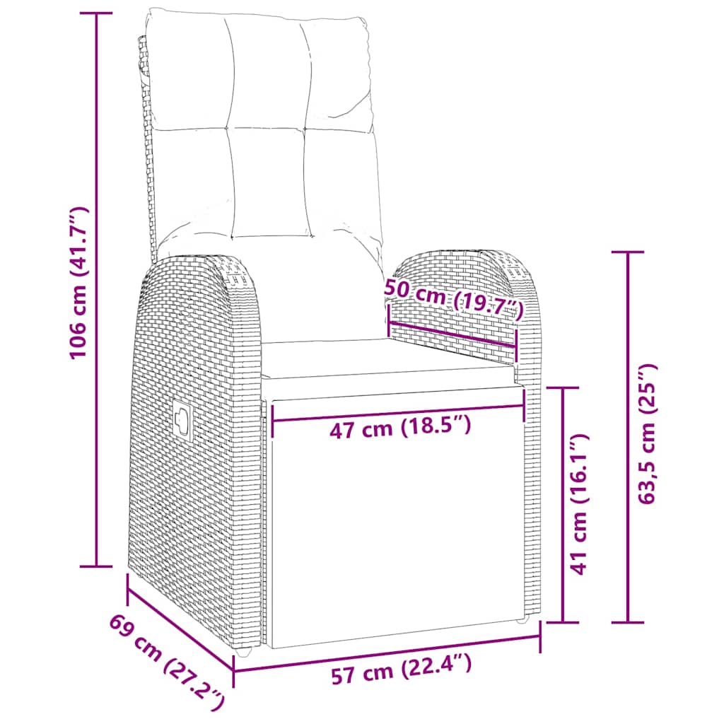 Garden Dining Set with Cushion 5 pcs Black Poly Rattan