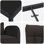 Garden Dining Set with Cushion 5 pcs Black Poly rattan