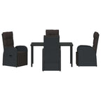 Garden Dining Set with Cushion 5 pcs Black Poly rattan