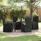 Garden Dining Set with Cushion 5 pcs Black Poly rattan