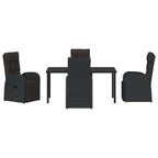 Garden Dining Set with Cushion 5 pcs Black Poly rattan