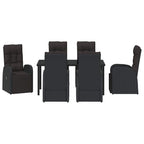 Garden Dining Set with Cushion 7 pcs Black Poly rattan