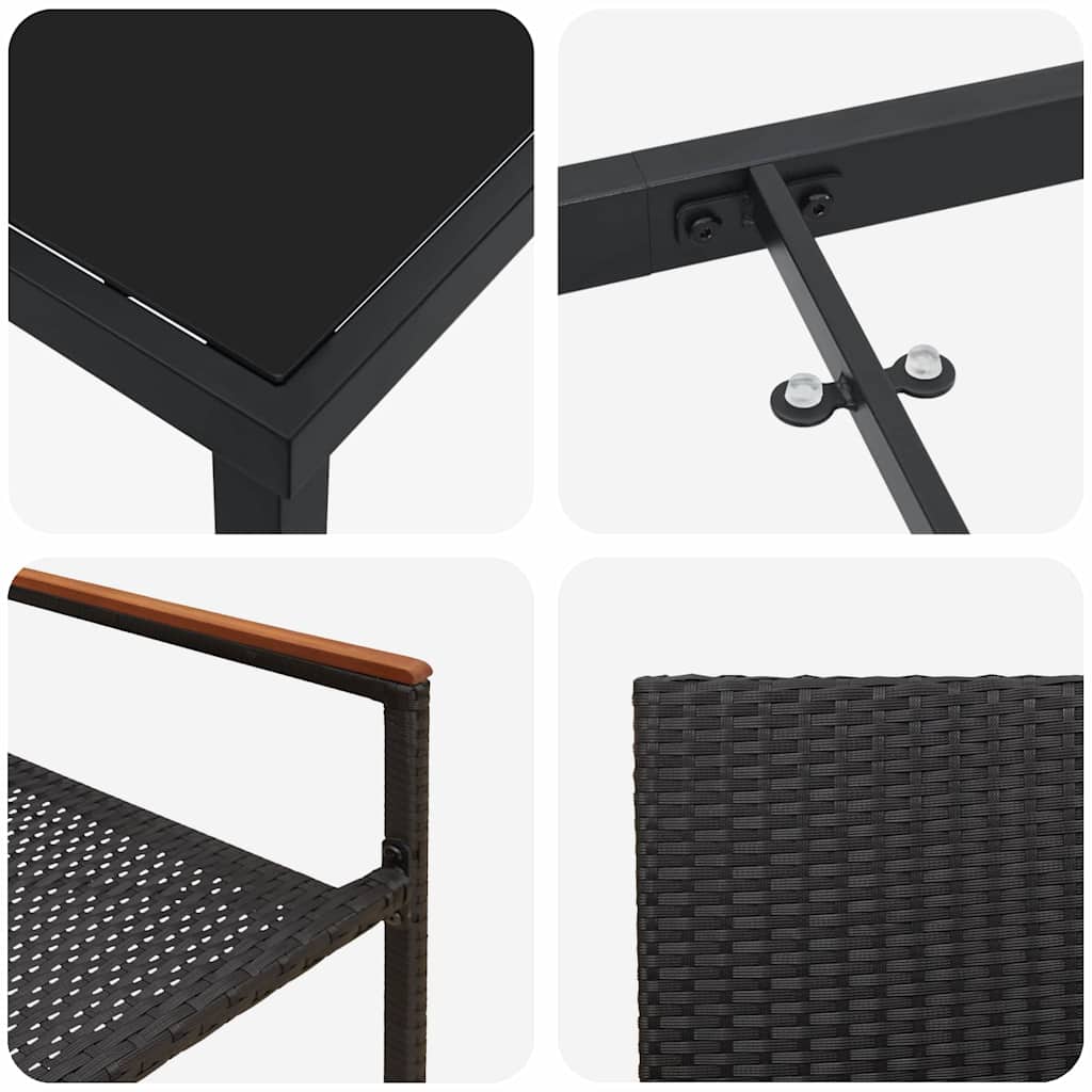 Garden Dining Set with Cushion 5 pcs Black Poly Rattan