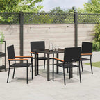 Garden Dining Set with Cushion 5 pcs Black Poly Rattan