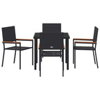 Garden Dining Set with Cushion 5 pcs Black Poly Rattan