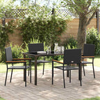 Garden Dining Set with Cushion 5 pcs Black Poly Rattan