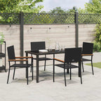 Garden Dining Set with Cushion 5 pcs Black Poly Rattan