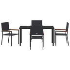 Garden Dining Set with Cushion 5 pcs Black Poly Rattan