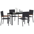 Garden Dining Set with Cushion 5 pcs Black Poly Rattan