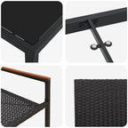 Garden Dining Set with Cushion 5 pcs Black Poly Rattan