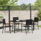 Garden Dining Set with Cushion 5 pcs Black Poly Rattan